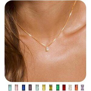 Diamond Necklaces for Women 14K Gold Plated Emerald Birthstone for Women Mothers